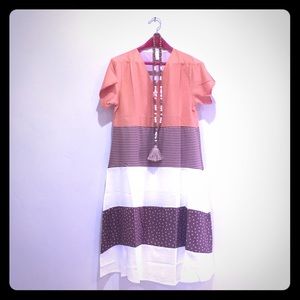 JC Fashion Brown Patterned Midi Dress